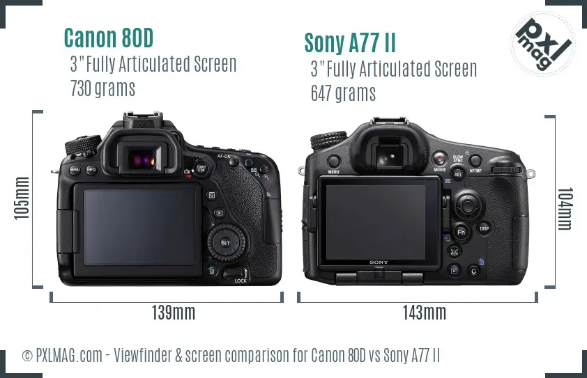 Canon 80D vs Sony A77 II Screen and Viewfinder comparison