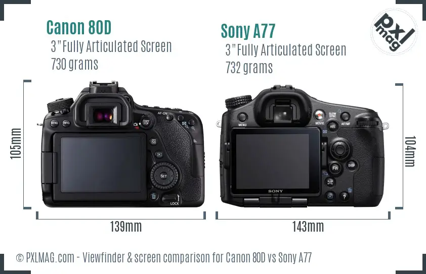 Canon 80D vs Sony A77 Screen and Viewfinder comparison