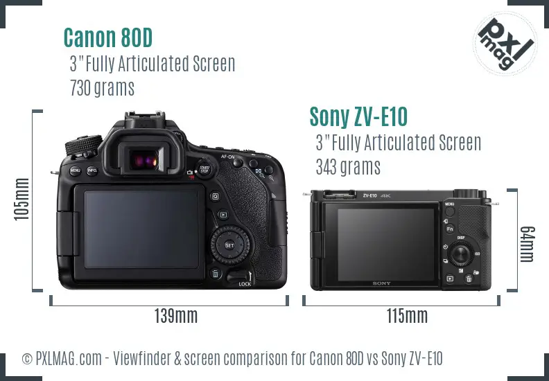 Canon 80D vs Sony ZV-E10 Screen and Viewfinder comparison Canon 80D vs Sony ZV-E10 Screen and Viewfinder comparison