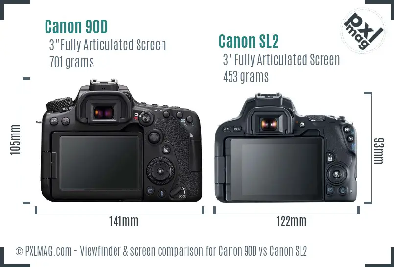 Canon 90D vs Canon SL2 Screen and Viewfinder comparison Canon 90D vs Canon SL2 Screen and Viewfinder comparison