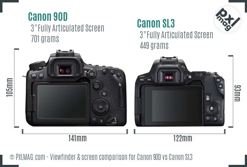 Canon 90D vs Canon SL3 Screen and Viewfinder comparison