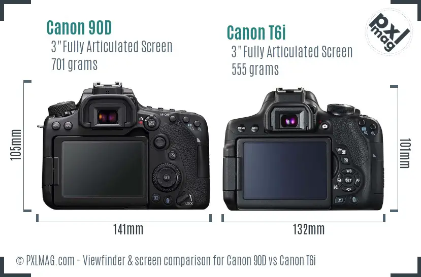 Canon 90D vs Canon T6i Screen and Viewfinder comparison Canon 90D vs Canon T6i Screen and Viewfinder comparison