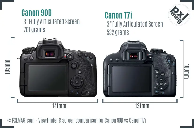 Canon 90D vs Canon T7i Screen and Viewfinder comparison Canon 90D vs Canon T7i Screen and Viewfinder comparison