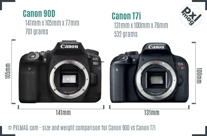 Canon 90D vs Canon T7i size comparison Canon 90D vs Canon T7i size comparison