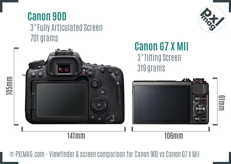 Canon 90D vs Canon G7 X MII Screen and Viewfinder comparison Canon 90D vs Canon G7 X MII Screen and Viewfinder comparison