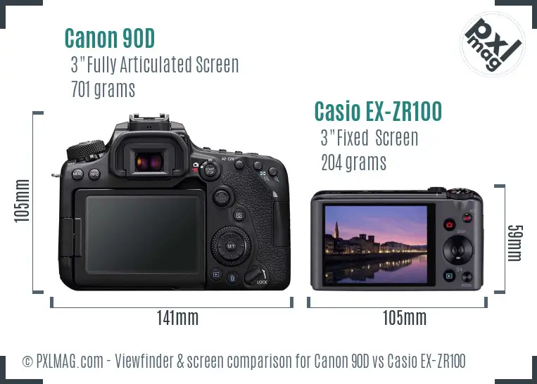 Canon 90D vs Casio EX-ZR100 Screen and Viewfinder comparison Canon 90D vs Casio EX-ZR100 Screen and Viewfinder comparison