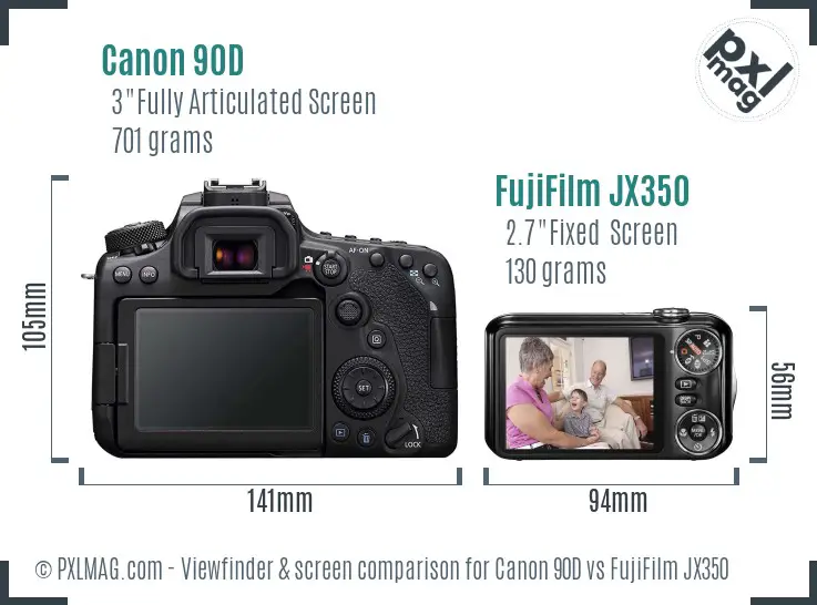 Canon 90D vs FujiFilm JX350 Screen and Viewfinder comparison Canon 90D vs FujiFilm JX350 Screen and Viewfinder comparison