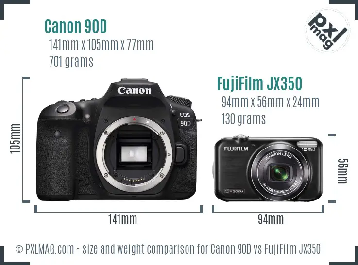 Canon 90D vs FujiFilm JX350 size comparison Canon 90D vs FujiFilm JX350 size comparison
