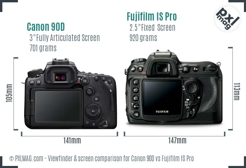 Canon 90D vs Fujifilm IS Pro Screen and Viewfinder comparison Canon 90D vs Fujifilm IS Pro Screen and Viewfinder comparison