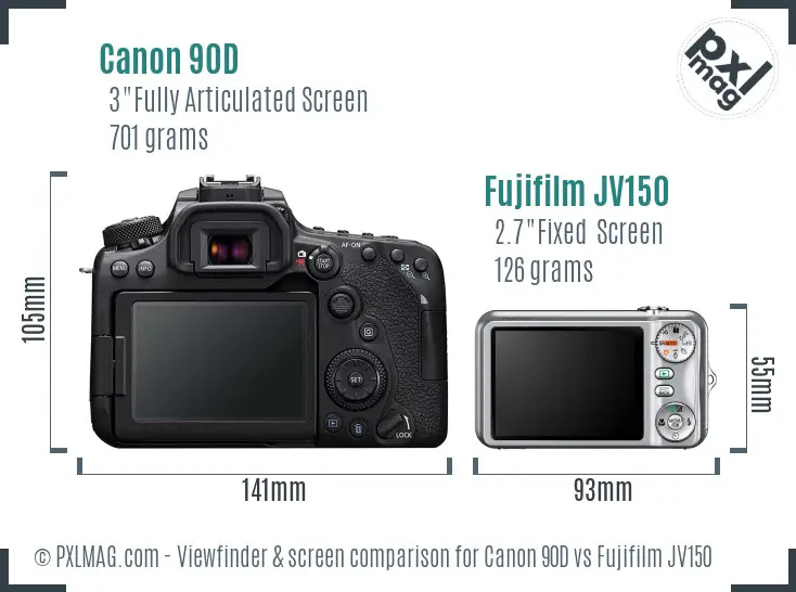Canon 90D vs Fujifilm JV150 Screen and Viewfinder comparison Canon 90D vs Fujifilm JV150 Screen and Viewfinder comparison