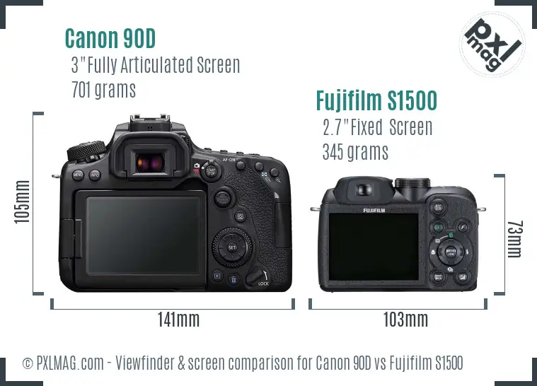 Canon 90D vs Fujifilm S1500 Screen and Viewfinder comparison Canon 90D vs Fujifilm S1500 Screen and Viewfinder comparison