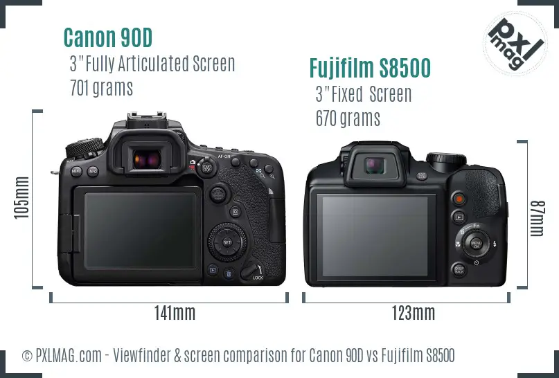 Canon 90D vs Fujifilm S8500 Screen and Viewfinder comparison Canon 90D vs Fujifilm S8500 Screen and Viewfinder comparison