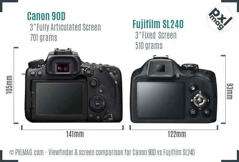 Canon 90D vs Fujifilm SL240 Screen and Viewfinder comparison Canon 90D vs Fujifilm SL240 Screen and Viewfinder comparison