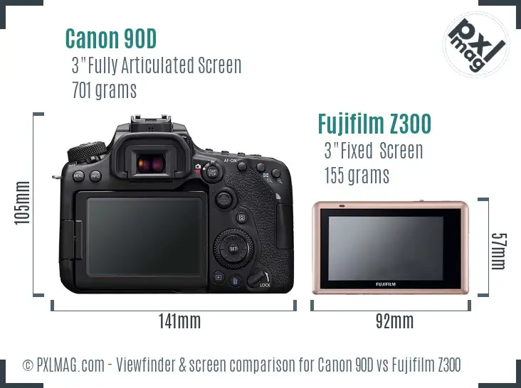 Canon 90D vs Fujifilm Z300 Screen and Viewfinder comparison Canon 90D vs Fujifilm Z300 Screen and Viewfinder comparison