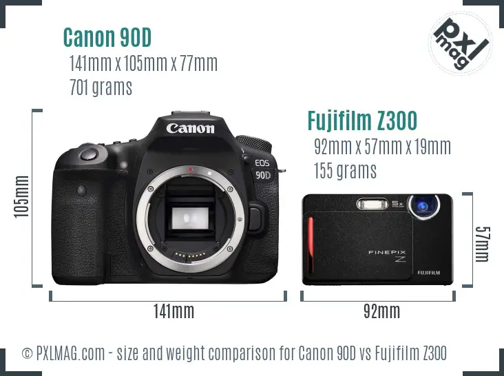Canon 90D vs Fujifilm Z300 size comparison Canon 90D vs Fujifilm Z300 size comparison