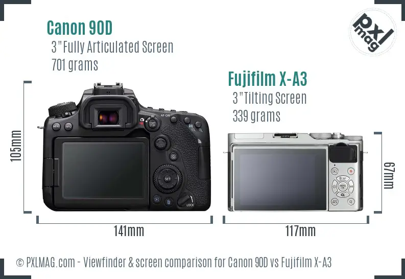 Canon 90D vs Fujifilm X-A3 Screen and Viewfinder comparison Canon 90D vs Fujifilm X-A3 Screen and Viewfinder comparison