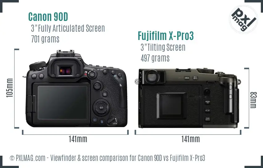 Canon 90D vs Fujifilm X-Pro3 Screen and Viewfinder comparison Canon 90D vs Fujifilm X-Pro3 Screen and Viewfinder comparison