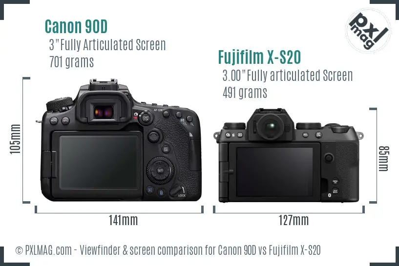Canon 90D vs Fujifilm X-S20 Screen and Viewfinder comparison Canon 90D vs Fujifilm X-S20 Screen and Viewfinder comparison