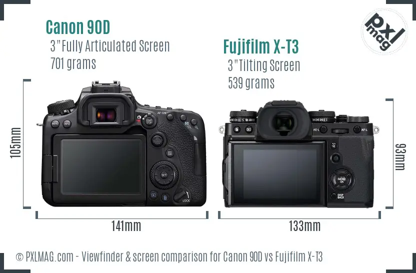 Canon 90D vs Fujifilm X-T3 Screen and Viewfinder comparison Canon 90D vs Fujifilm X-T3 Screen and Viewfinder comparison