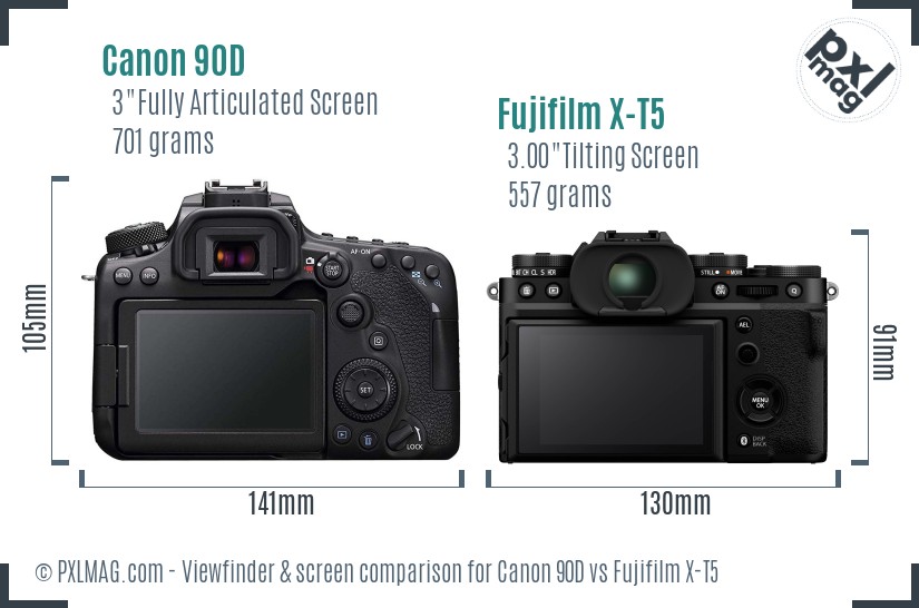 Canon 90D vs Fujifilm X-T5 Screen and Viewfinder comparison