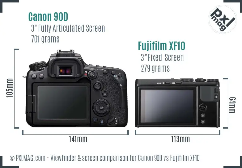 Canon 90D vs Fujifilm XF10 Screen and Viewfinder comparison Canon 90D vs Fujifilm XF10 Screen and Viewfinder comparison