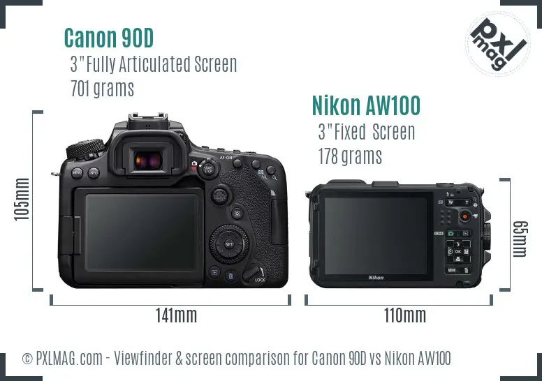 Canon 90D vs Nikon AW100 Screen and Viewfinder comparison Canon 90D vs Nikon AW100 Screen and Viewfinder comparison