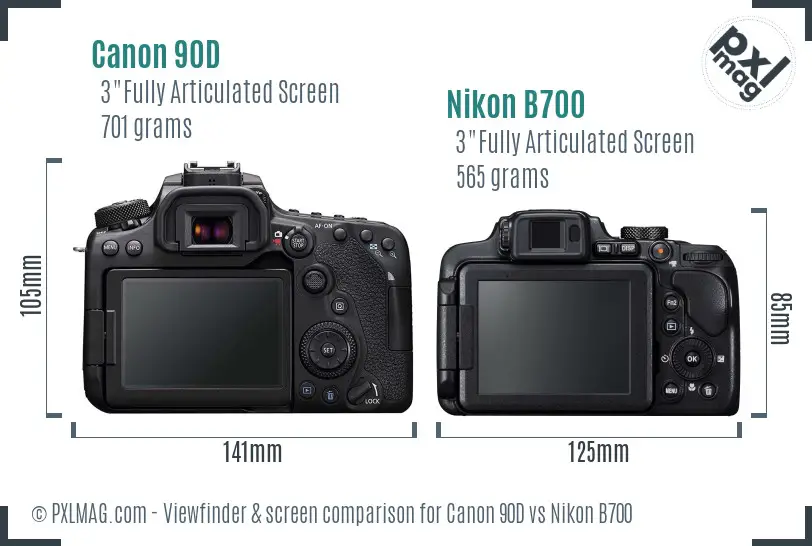 Canon 90D vs Nikon B700 Screen and Viewfinder comparison Canon 90D vs Nikon B700 Screen and Viewfinder comparison
