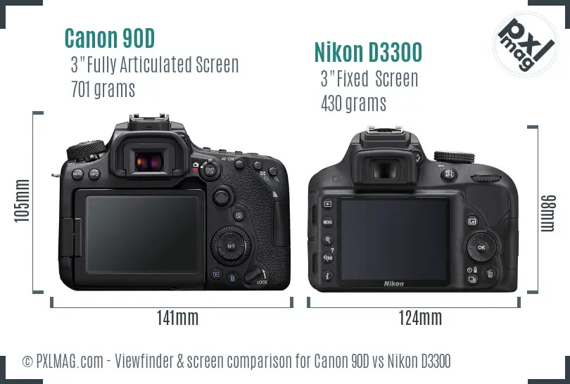 Canon 90D vs Nikon D3300 Screen and Viewfinder comparison Canon 90D vs Nikon D3300 Screen and Viewfinder comparison