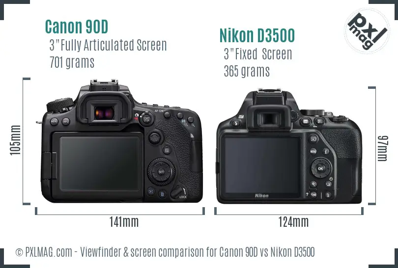 Canon 90D vs Nikon D3500 Screen and Viewfinder comparison Canon 90D vs Nikon D3500 Screen and Viewfinder comparison