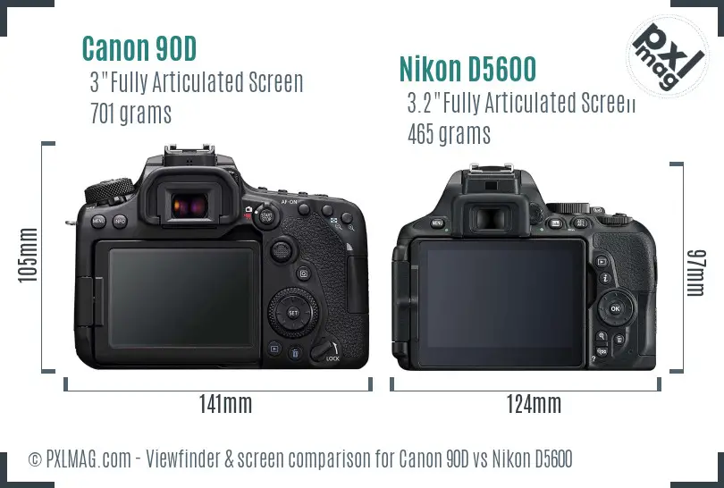 Canon 90D vs Nikon D5600 Screen and Viewfinder comparison Canon 90D vs Nikon D5600 Screen and Viewfinder comparison
