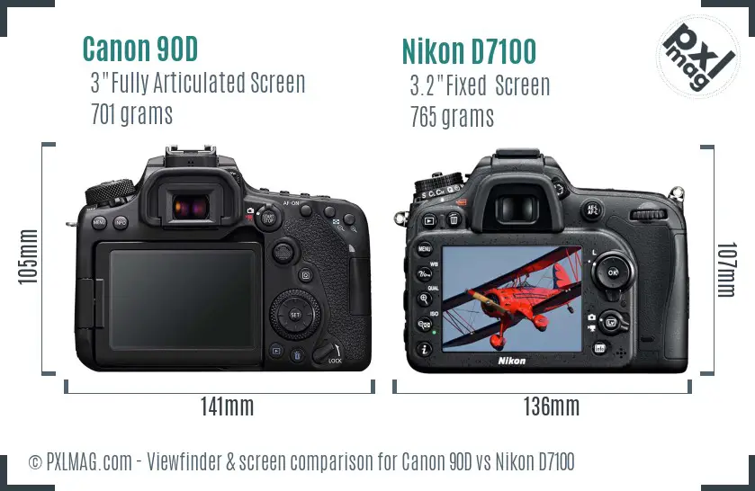 Canon 90D vs Nikon D7100 Screen and Viewfinder comparison