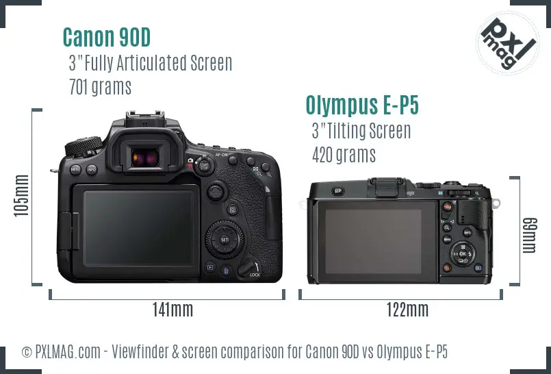 Canon 90D vs Olympus E-P5 Screen and Viewfinder comparison Canon 90D vs Olympus E-P5 Screen and Viewfinder comparison