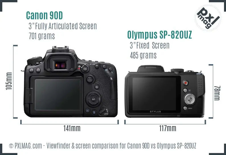 Canon 90D vs Olympus SP-820UZ Screen and Viewfinder comparison Canon 90D vs Olympus SP-820UZ Screen and Viewfinder comparison