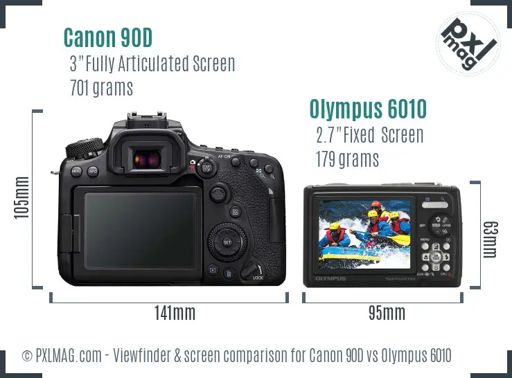 Canon 90D vs Olympus 6010 Screen and Viewfinder comparison