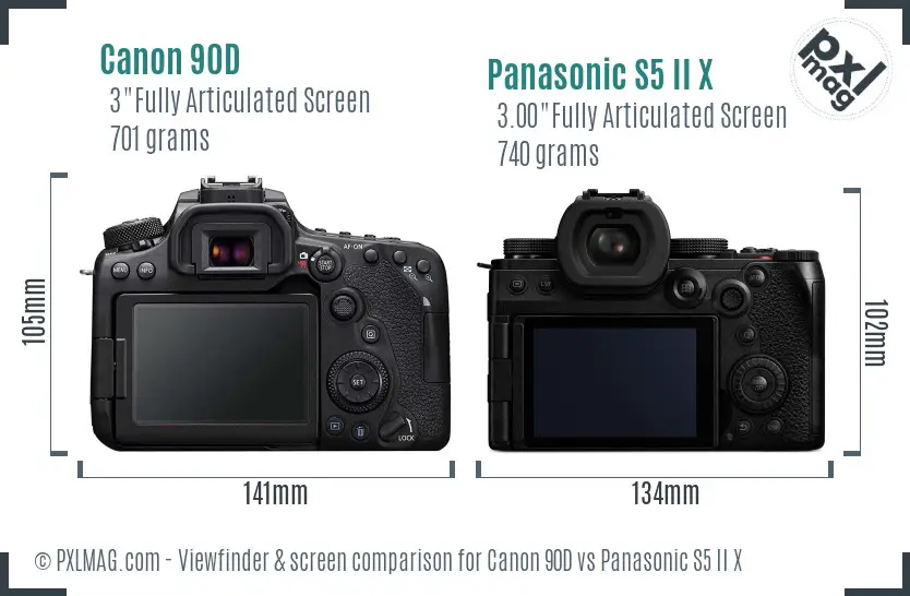 Canon 90D vs Panasonic S5 II X Screen and Viewfinder comparison Canon 90D vs Panasonic S5 II X Screen and Viewfinder comparison