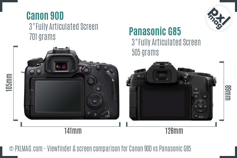 Canon 90D vs Panasonic G85 Screen and Viewfinder comparison
