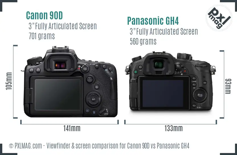 Canon 90D vs Panasonic GH4 Screen and Viewfinder comparison Canon 90D vs Panasonic GH4 Screen and Viewfinder comparison