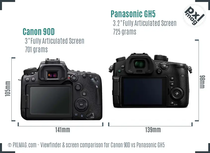 Canon 90D vs Panasonic GH5 Screen and Viewfinder comparison Canon 90D vs Panasonic GH5 Screen and Viewfinder comparison
