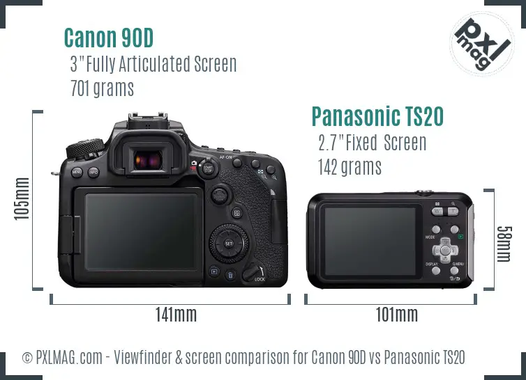 Canon 90D vs Panasonic TS20 Screen and Viewfinder comparison Canon 90D vs Panasonic TS20 Screen and Viewfinder comparison