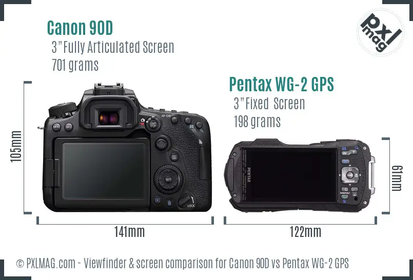 Canon 90D vs Pentax WG-2 GPS Screen and Viewfinder comparison Canon 90D vs Pentax WG-2 GPS Screen and Viewfinder comparison