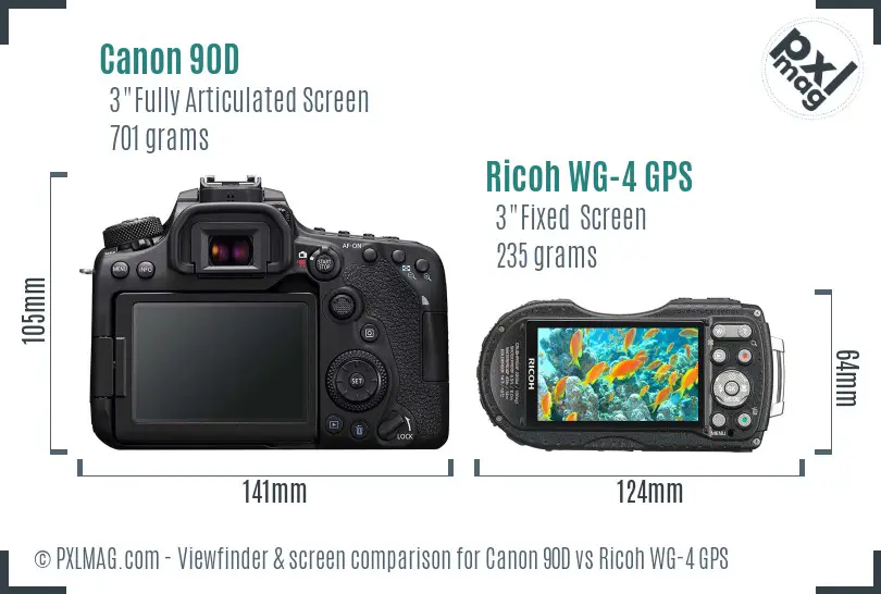 Canon 90D vs Ricoh WG-4 GPS Screen and Viewfinder comparison Canon 90D vs Ricoh WG-4 GPS Screen and Viewfinder comparison