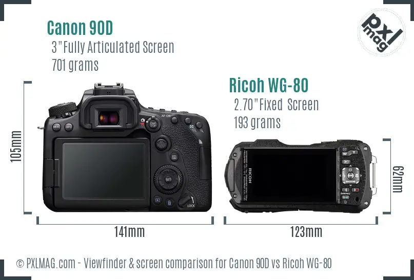Canon 90D vs Ricoh WG-80 Screen and Viewfinder comparison Canon 90D vs Ricoh WG-80 Screen and Viewfinder comparison
