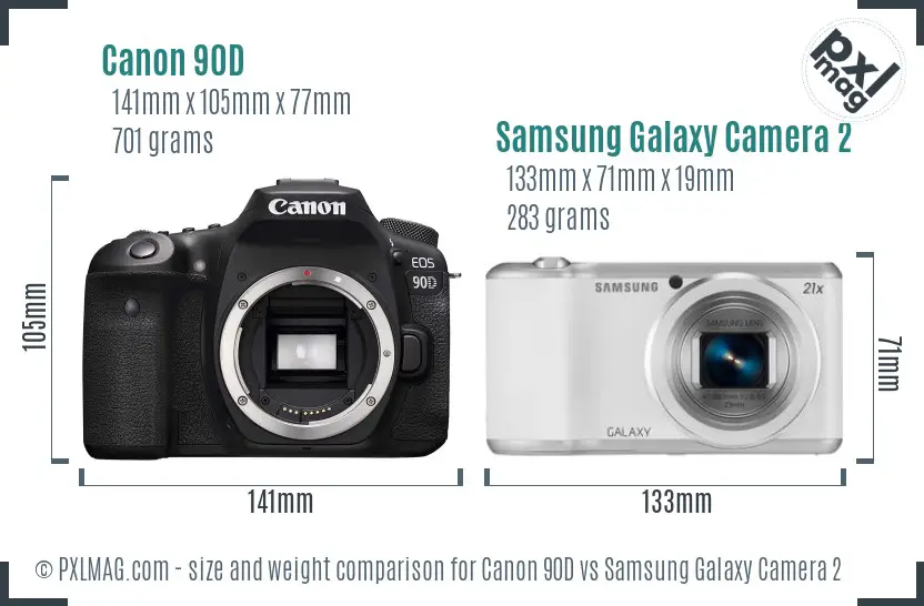 Canon 90D vs Samsung Galaxy Camera 2 size comparison Canon 90D vs Samsung Galaxy Camera 2 size comparison
