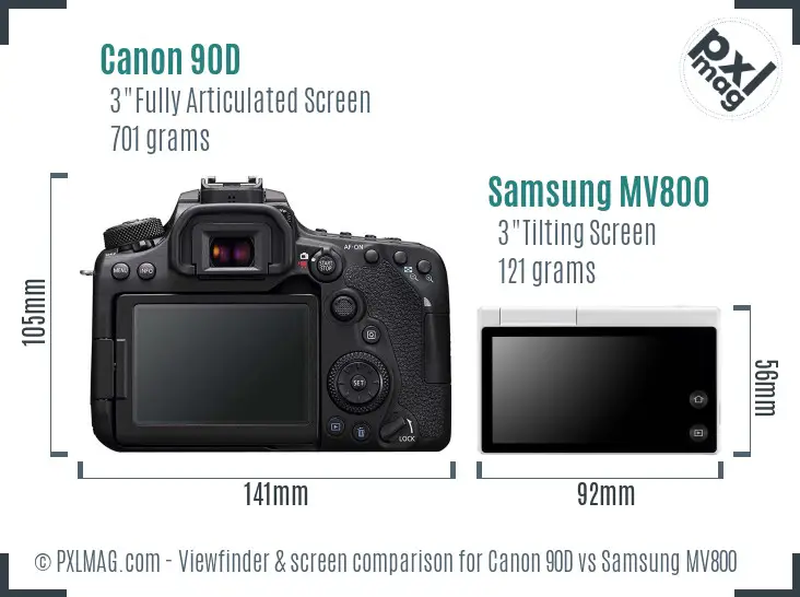 Canon 90D vs Samsung MV800 Screen and Viewfinder comparison Canon 90D vs Samsung MV800 Screen and Viewfinder comparison
