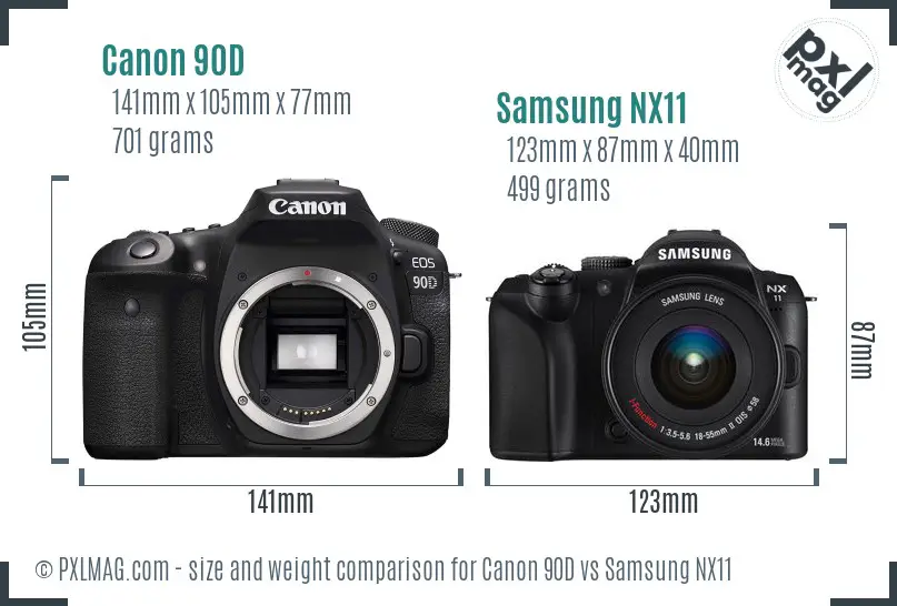 Canon 90D vs Samsung NX11 size comparison