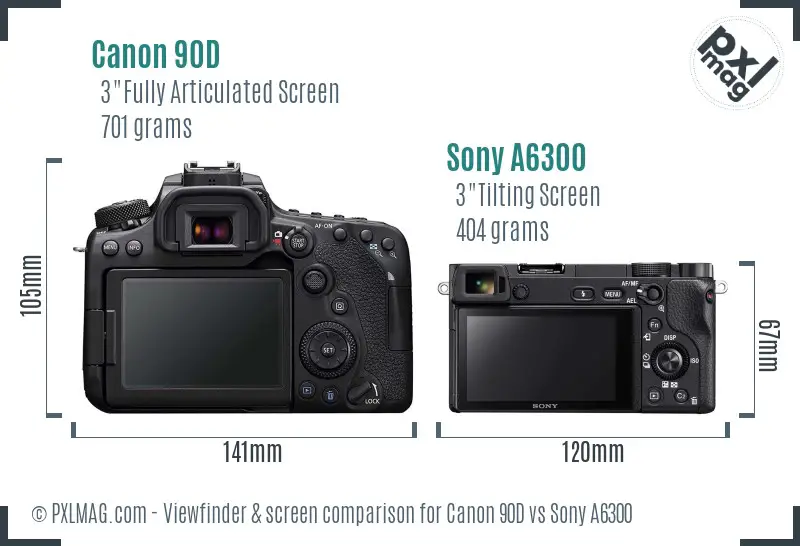 Canon 90D vs Sony A6300 Screen and Viewfinder comparison Canon 90D vs Sony A6300 Screen and Viewfinder comparison