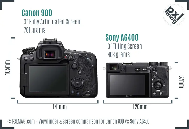 Canon 90D vs Sony A6400 Screen and Viewfinder comparison