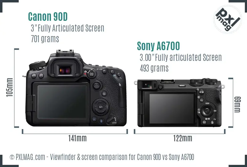 Canon 90D vs Sony A6700 Screen and Viewfinder comparison Canon 90D vs Sony A6700 Screen and Viewfinder comparison