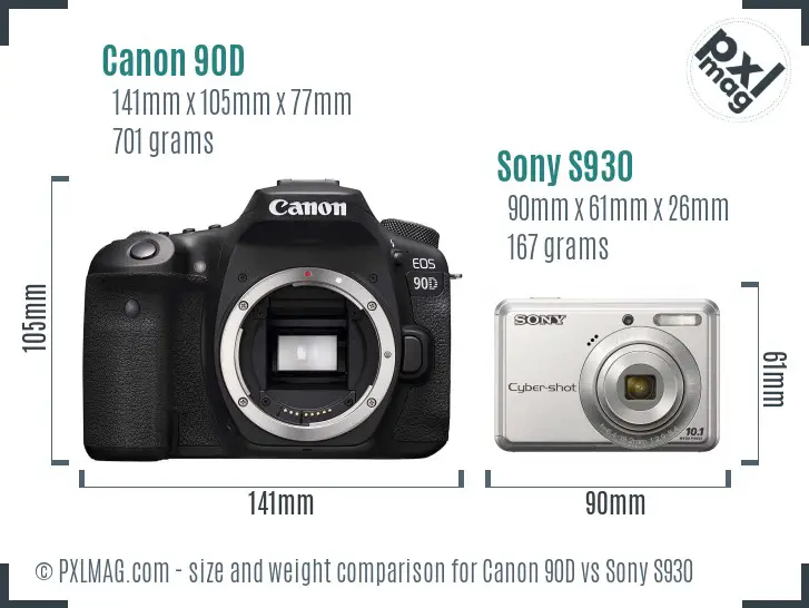 Canon 90D vs Sony S930 size comparison