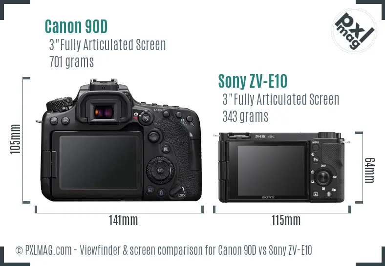 Canon 90D vs Sony ZV-E10 Screen and Viewfinder comparison Canon 90D vs Sony ZV-E10 Screen and Viewfinder comparison